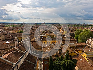 Cityscape of Modena, medieval town situated in Emi