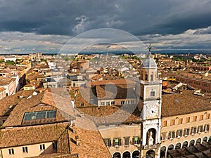 Cityscape of Modena, medieval town situated in Emi