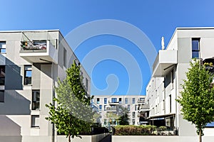 Cityscape with modern apartment buildings in a new residential area in the city, Concept for construction industy, estate agent