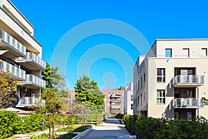 Cityscape with modern apartment buildings in a new residential area in the city, Concept for construction industy, estate agent