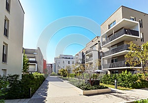 Cityscape with modern apartment buildings in a new residential area in the city, Concept for construction industy, estate agent