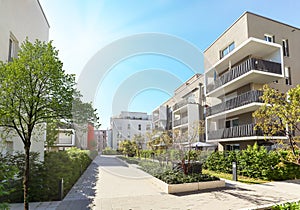 Cityscape with modern apartment buildings in a new residential area in the city, Concept for construction industy, estate agent