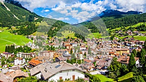 Cityscape of Moena in the Dolomites, Italy