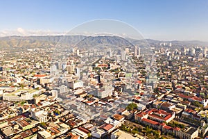 Cityscape in the morning. The streets and houses of the city of Cebu, Philippines, top view