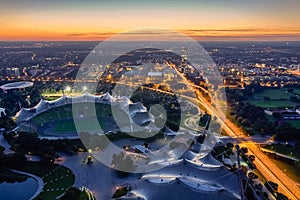 Cityscape of Munich at dusk