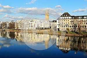 Cityscape of MÃ¼hleim adR across the Ruhr