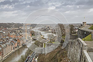 Cityscape of Namur view from the Historic Citadel of Namur, Wallonia region, Belgium