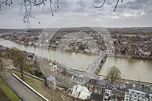 Cityscape of Namur view from the Historic Citadel of Namur, Wallonia region, Belgium