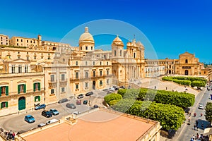 Cityscape of Noto. A small beautiful Sicilian town, Italy