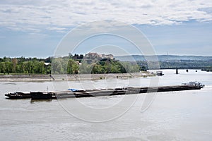 Cityscape of Novi Sad, Serbia. Serbian city with view of buildings and Danube river
