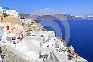 Cityscape of Oia village in Santorini island, Greece