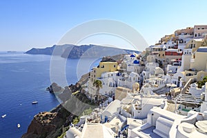 Cityscape of Oia village in Santorini island, Greece