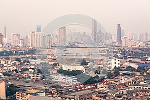 Cityscape with old and modern buildings in Bangkok