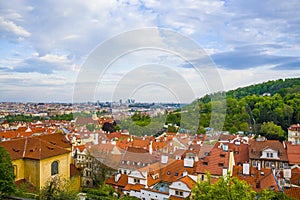 Cityscape of old Prague in summer, Czech Republic, Hradczany