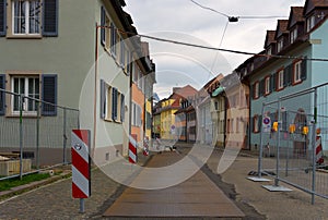 Cityscape of an old street at Freiburg im Breisgau Germany