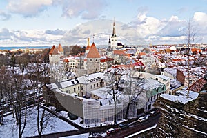 Cityscape of Old Town from high part of Toompea in Tallinn, Estonia