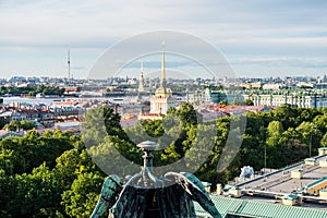 Cityscape of old town of Saint Petersburg, Aerial view from Saint Isaacâ€™s Cathedral or Isaakievskiy Sobor, in Saint Petersburg