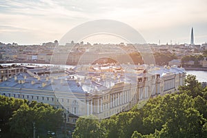 Cityscape of old town of Saint Petersburg, Aerial view from Saint Isaacâ€™s Cathedral or Isaakievskiy Sobor, in Saint Petersburg