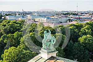 Cityscape of old town of Saint Petersburg, Aerial view from Saint Isaacâ€™s Cathedral or Isaakievskiy Sobor, in Saint Petersburg