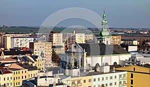 Cityscape of Opava town with the Saint Vojtech church