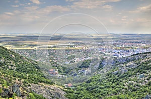 Cityscape over Sliven city from Karandila locality, Bulgaria photo