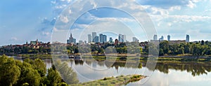 Cityscape, panorama, banner - view of the district of Srodmiescie in the center Warsaw