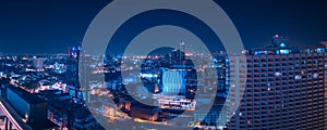 Cityscape panorama of Pattaya city at night in Chonburi, Thailand