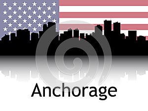 Cityscape Panorama Silhouette of Anchorage, USA