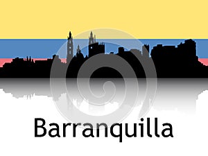 Cityscape Panorama Silhouette of Barranquilla, Colombia