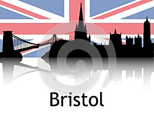 Cityscape Panorama Silhouette of Bristol, United Kingdom