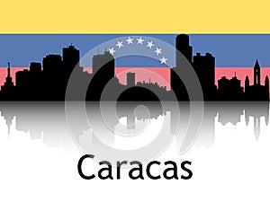 Cityscape Panorama Silhouette of Caracas, Venezuela