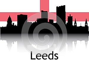 Cityscape Panorama Silhouette of Leeds, England