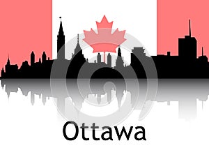 Cityscape Panorama Silhouette of Ottawa, Canada