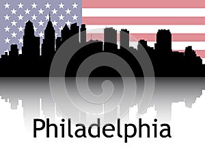Cityscape Panorama Silhouette of Philadelphia, USA