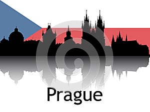 Cityscape Panorama Silhouette of Prague, Czech Republic