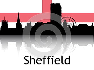 Cityscape Panorama Silhouette of Sheffield, England