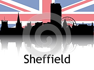 Cityscape Panorama Silhouette of Sheffield, United Kingdom