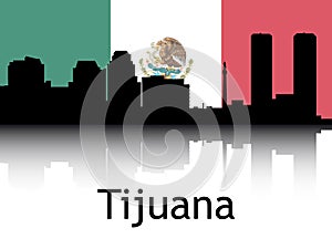 Cityscape Panorama Silhouette of Tijuana, Mexico