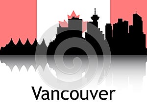 Cityscape Panorama Silhouette of Vancouver, Canada