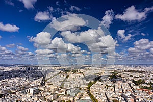 Cityscape of Paris with Eiffel Tower at sunny day. France