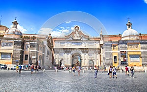 Cityscape with Piazza del Popolo People`s Square in Rome, Ital