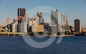 Cityscape of Pittsburgh, Pennsylvania. Allegheny and Monongahela Rivers in Background. Ohio River. Pittsburgh Downtown With