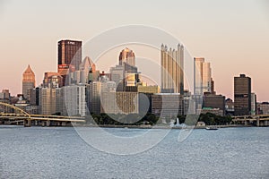 Cityscape of Pittsburgh, Pennsylvania. Allegheny and Monongahela Rivers in Background. Ohio River. Pittsburgh Downtown With