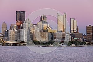 Cityscape of Pittsburgh, Pennsylvania. Allegheny and Monongahela Rivers in Background. Ohio River. Pittsburgh Downtown With