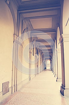 Cityscape with porticos. Bologna, Italy