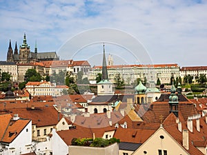 Cityscape of Prague with cathedral Saint Vitus and royal castle Hradschin