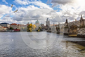 The cityscape of Prague, Czech Republic on a sunny autumn day