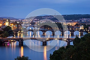 Cityscape of Prague at night