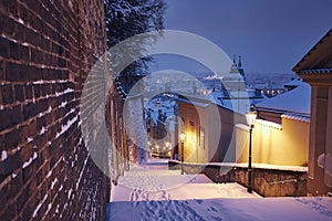 Cityscape of Prague in winter