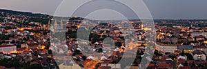 Cityscape of PÃ©cs after sunset